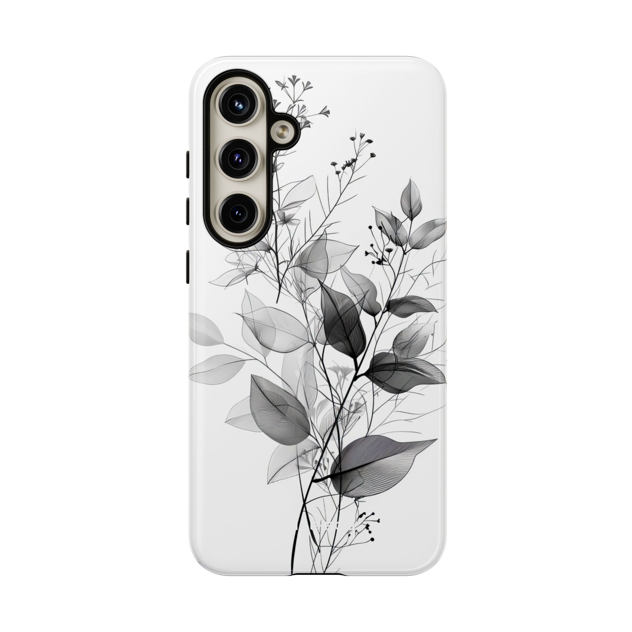Veined Leaves Gray Samsung S24 Plus Case - Tough