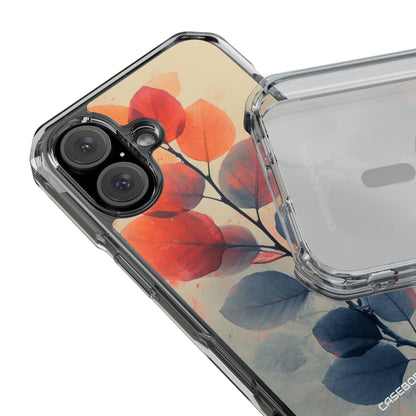 Orange Gray Leaves - Clear Impact iPhone 16 Phone Case