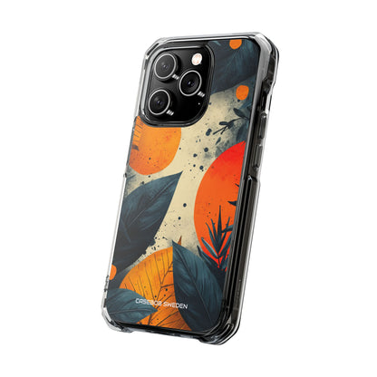 Tropical Blue Leaves - Clear Impact iPhone 14 Phone Case