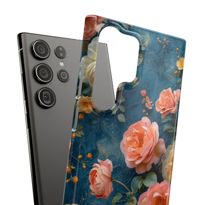 Blue Floral Elegance - Slim Samsung S23 Phone Case