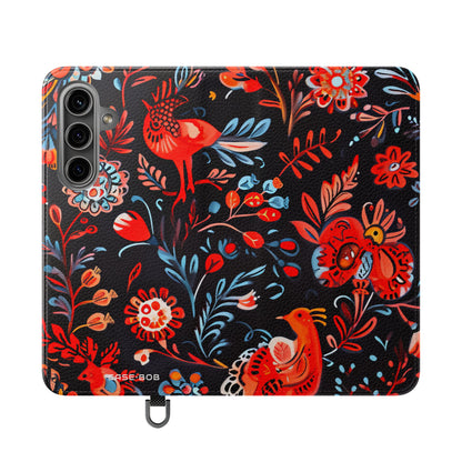 Folk Bird Flame - Samsung S24 Case - Wallet