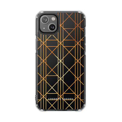 Golden Geometric Elegance iPhone 14 - Clear Impact Phone Case