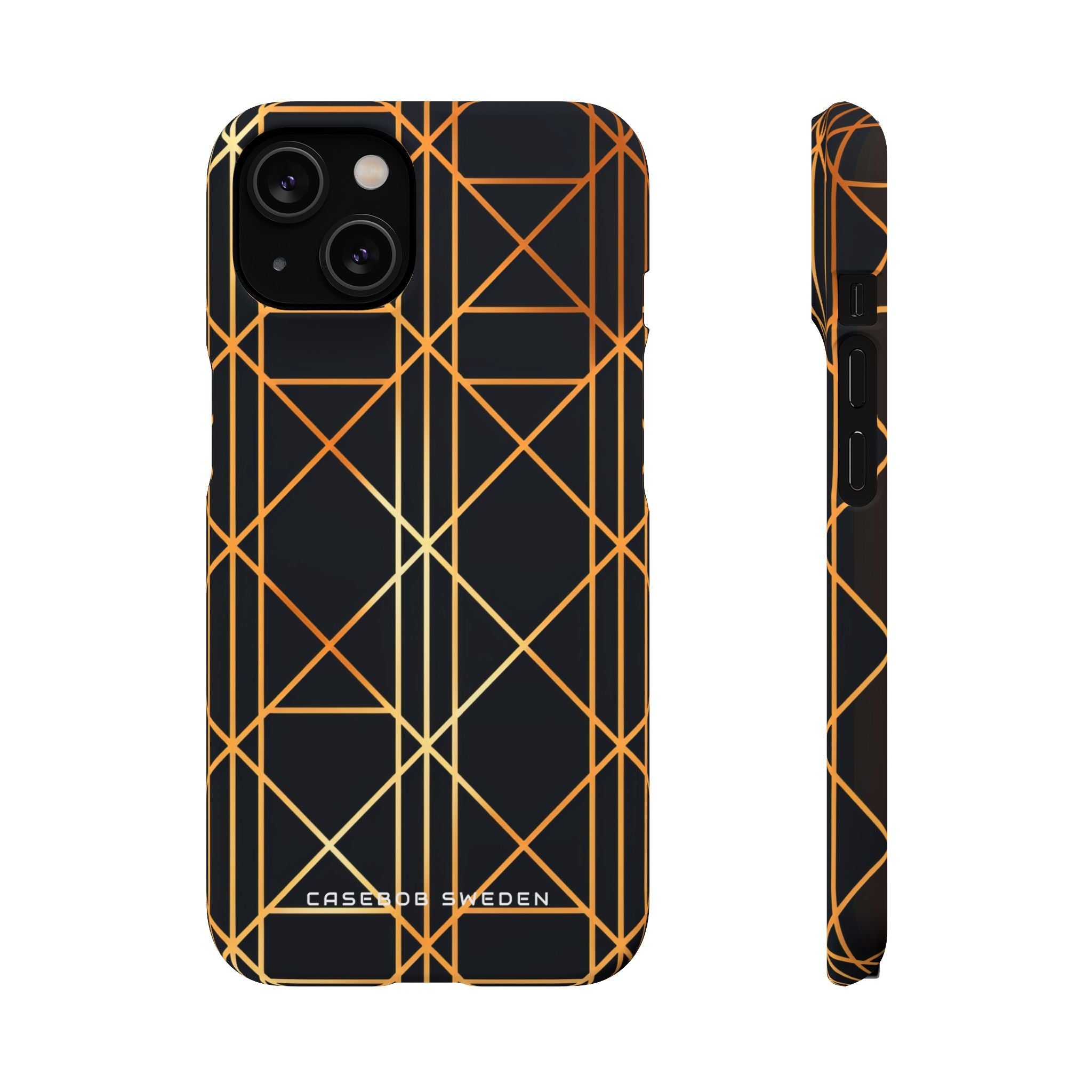 Golden Geometric Elegance iPhone 14 - Slim Phone Case