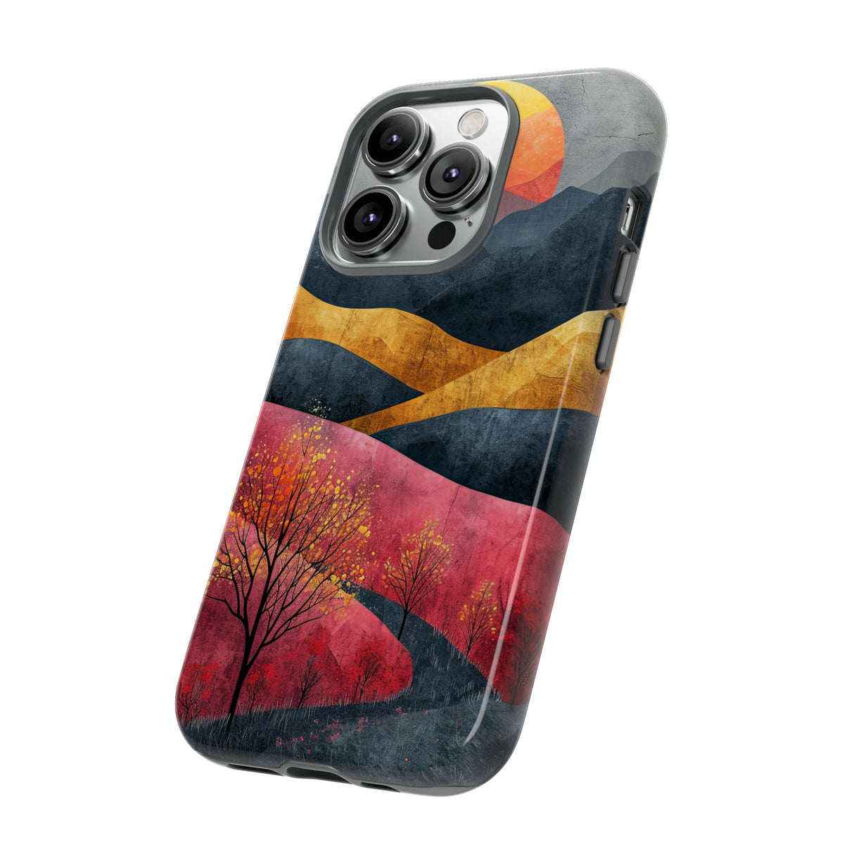 Nature's Geometry: Bright Sunset Mountain - Protective Phone Case