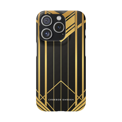 "Golden Art Deco Symmetry in Geometric Elegance" iPhone 15 - Slim Phone Case