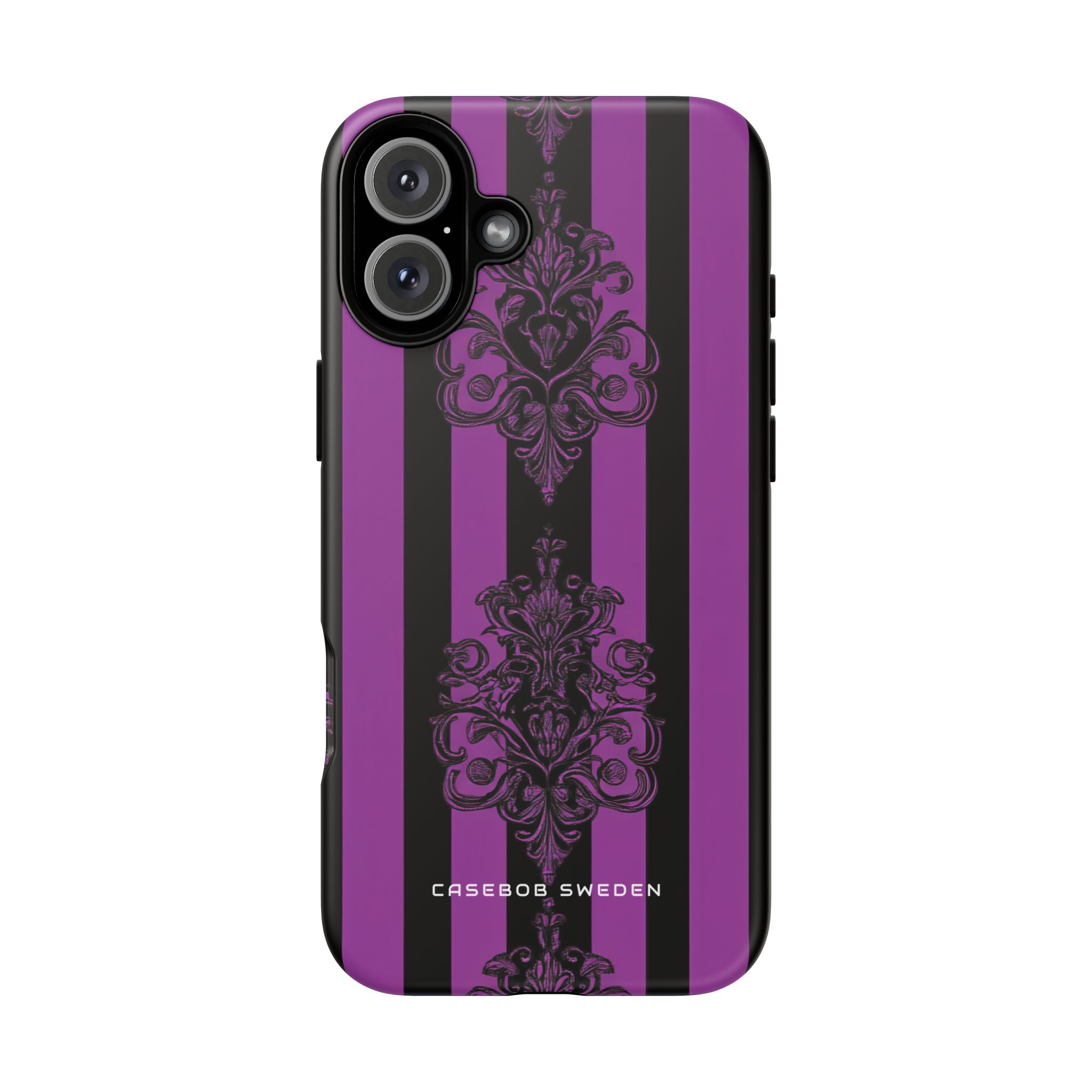 Gothic Elegance with Vertical Stripes and Ornamental Motifs iPhone 16 - Tough Phone Case