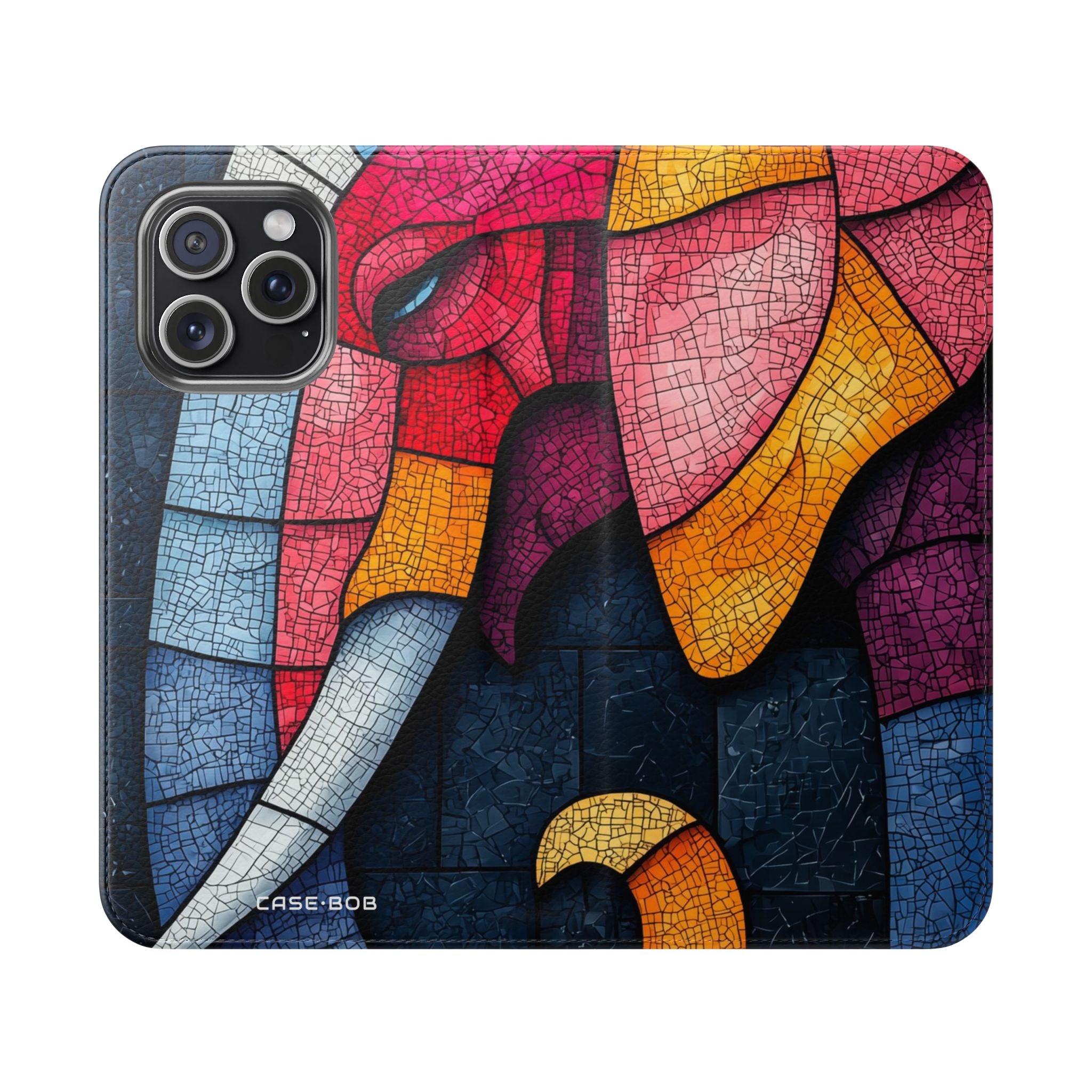 Blue Mosaic Elephant - iPhone 15 Pro Max Case - Wallet