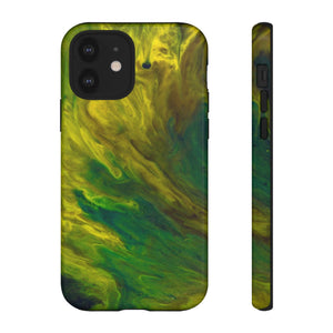 Neon Yellow Ink Art iPhone Case (Protective) iPhone 12 Glossy Phone Case