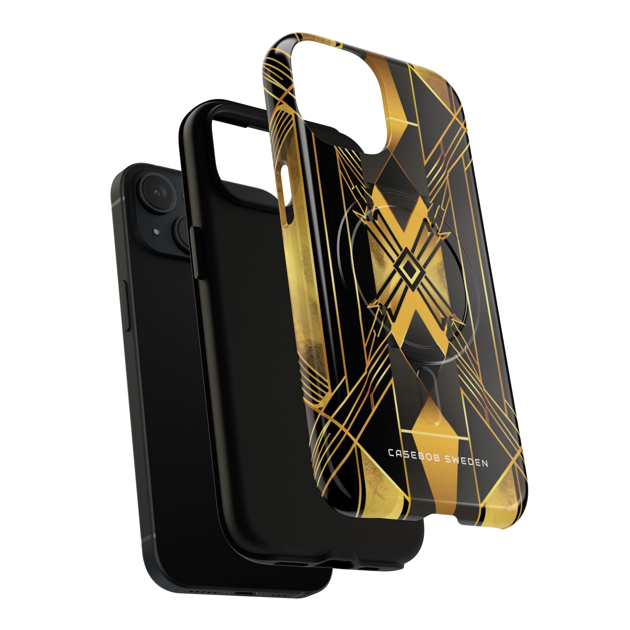 Golden Geometric Elegance iPhone 15 | Tough+ Phone Case