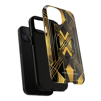 Golden Geometric Elegance iPhone 15 | Tough+ Phone Case