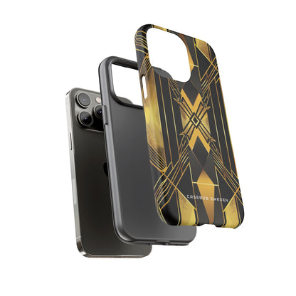 Golden Geometric Elegance iPhone 14 - Tough Phone Case