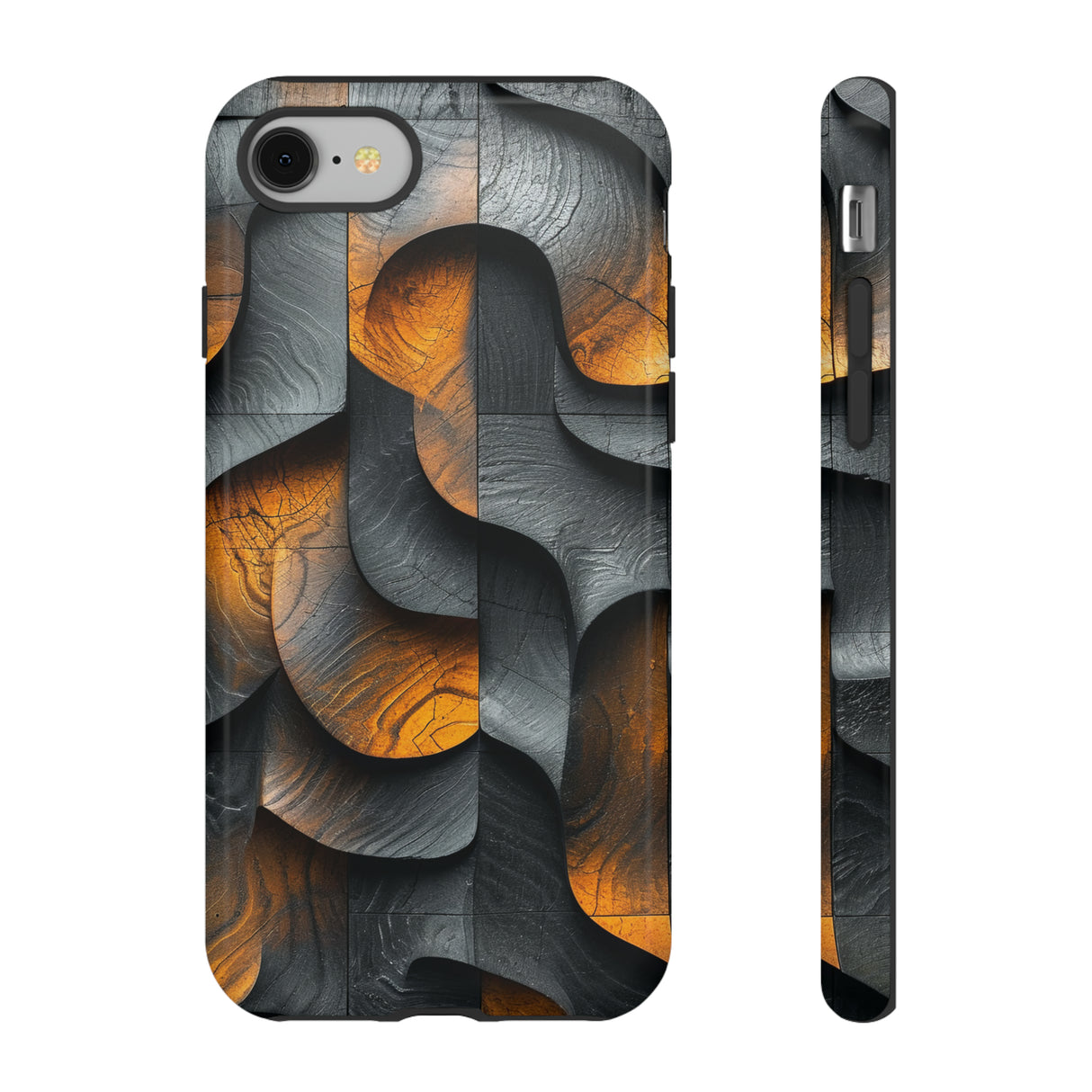 Grey Fire Orange Geometry - Protective Phone Case