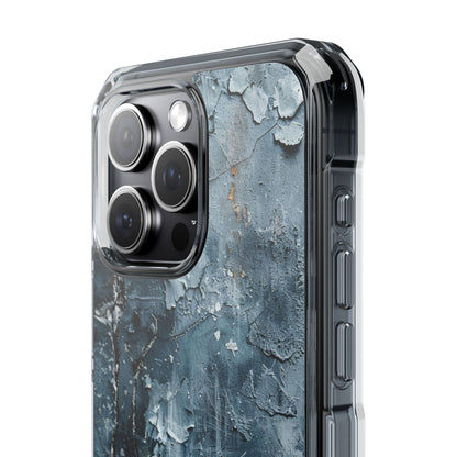 Weathered Blue Tapestry with Cracked Layers iPhone 15 - Clear Impact Phone Case