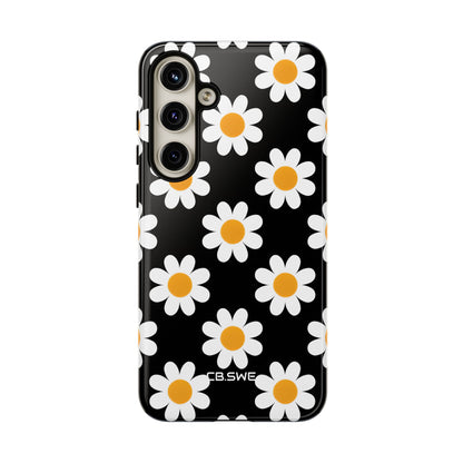 Minimalist White Daisies on Black Samsung S24 - Tough