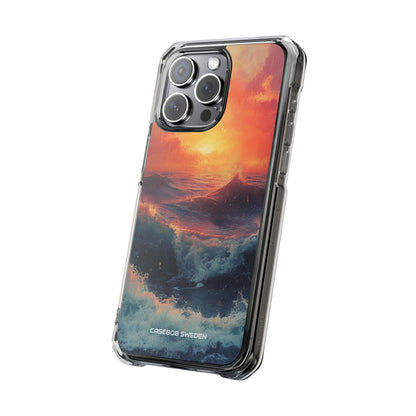 Ocean Sunset Waves - Clear Impact iPhone 15 Phone Case