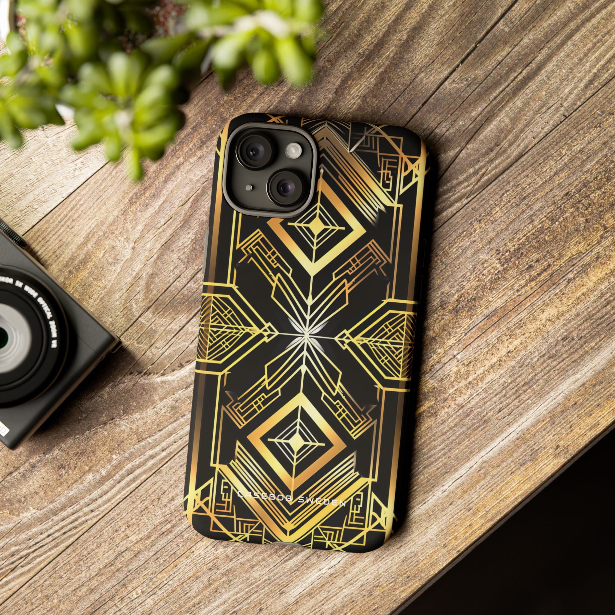 Golden Geometric Opulence iPhone 15 - Tough Phone Case