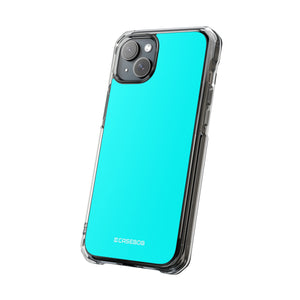 Cyan-Blau | Handyhülle für iPhone (Clear Impact Case – magnetisch) 