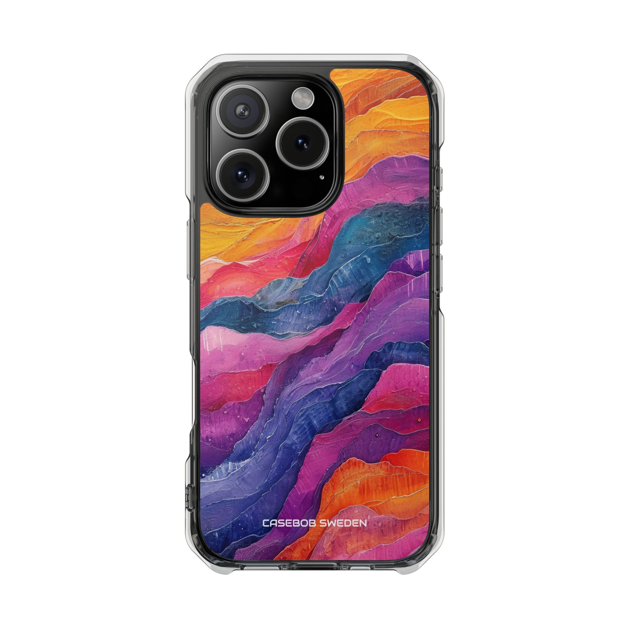 Vibrant Abstract Waves  iPhone 16 - Impact Clear Case MagSafe Compatible