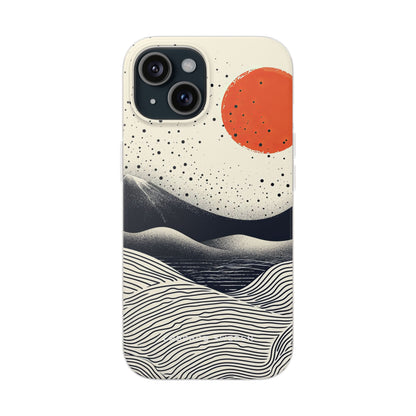 Red Sun Over Flowing Horizons iPhone 15 - Flexi Phone Case