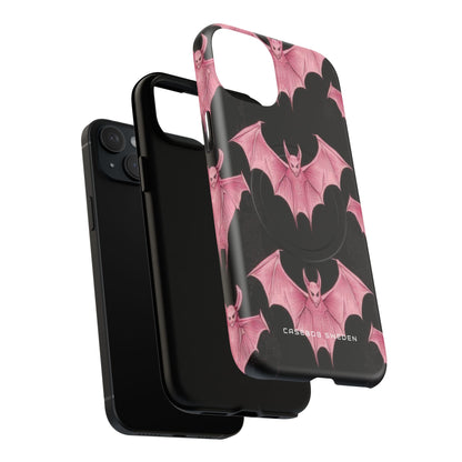 Gothic Pink Bats Aflame iPhone 15 | Tough+ Phone Case