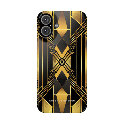 Golden Geometric Elegance iPhone 16 - Slim Phone Case