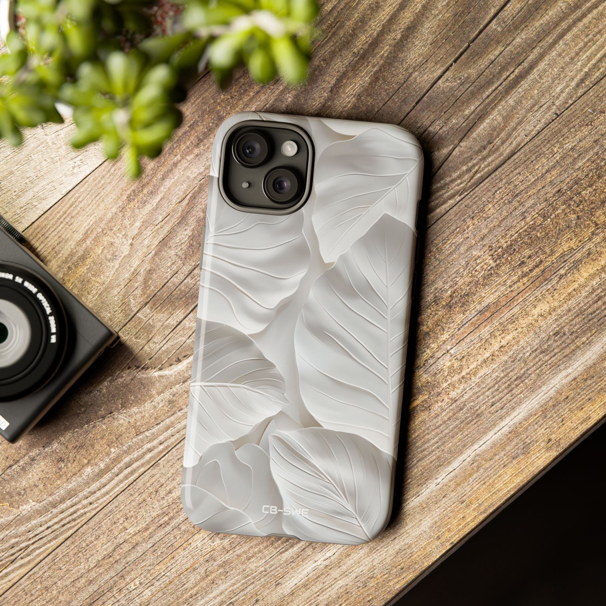Elegant Leaf Relief - iPhone Case