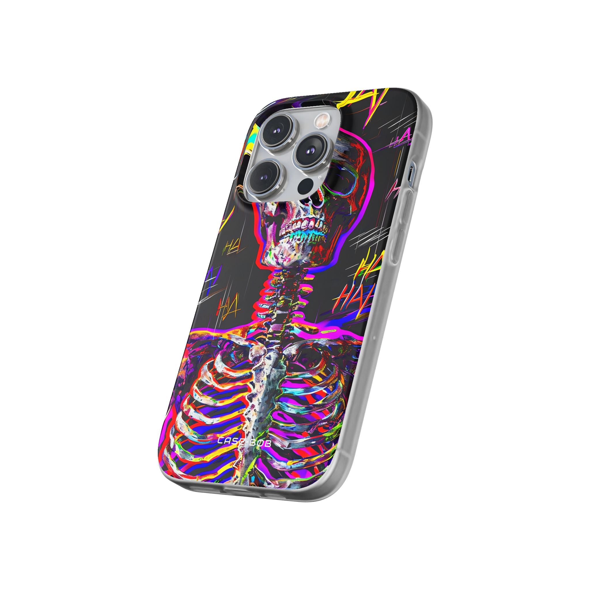 Neon Skeleton Laugh iPhone 14 Pro Case - Soft