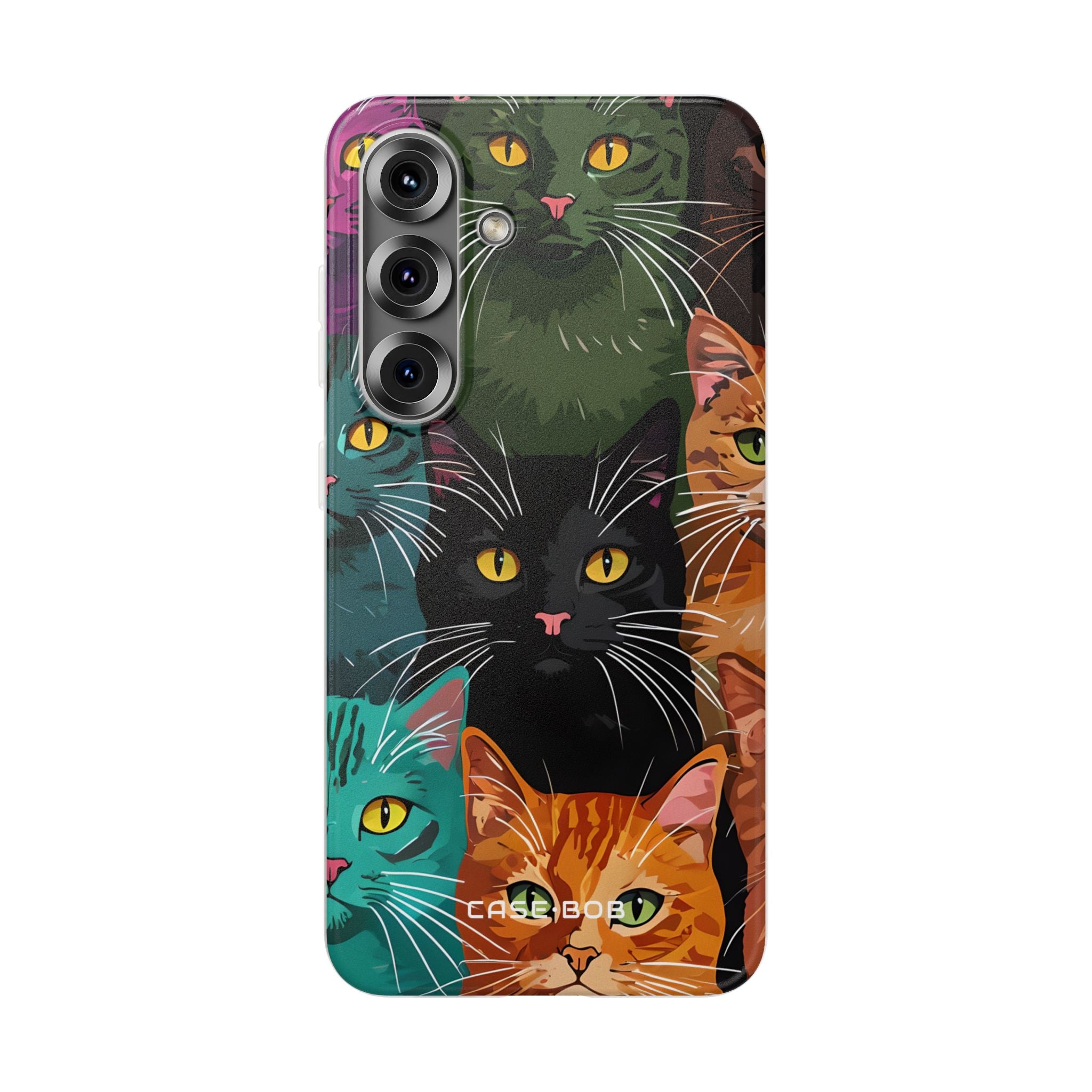 Teal Cat Grid Samsung S25 Case - Soft