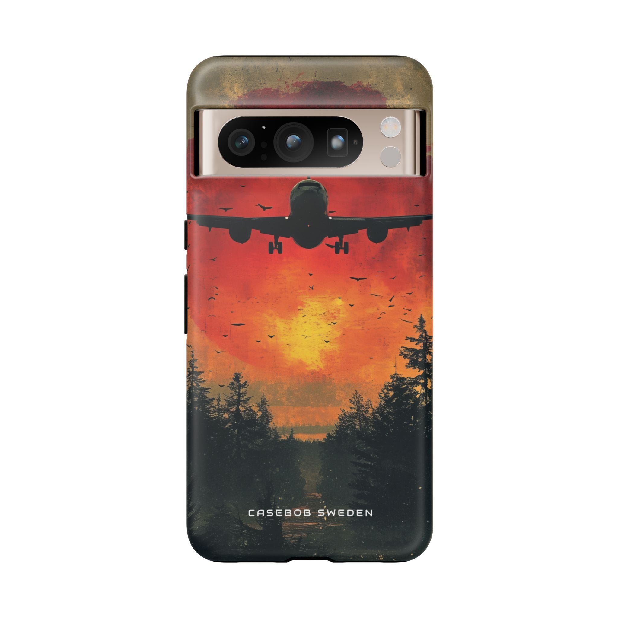 Vintage Sunset Airplane Silhouette Google Pixel 8 - Tough Phone Case