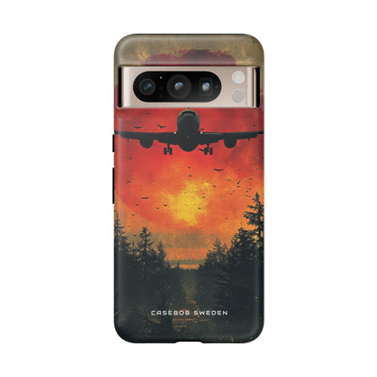 Vintage Sunset Airplane Silhouette Google Pixel 8 - Tough Phone Case