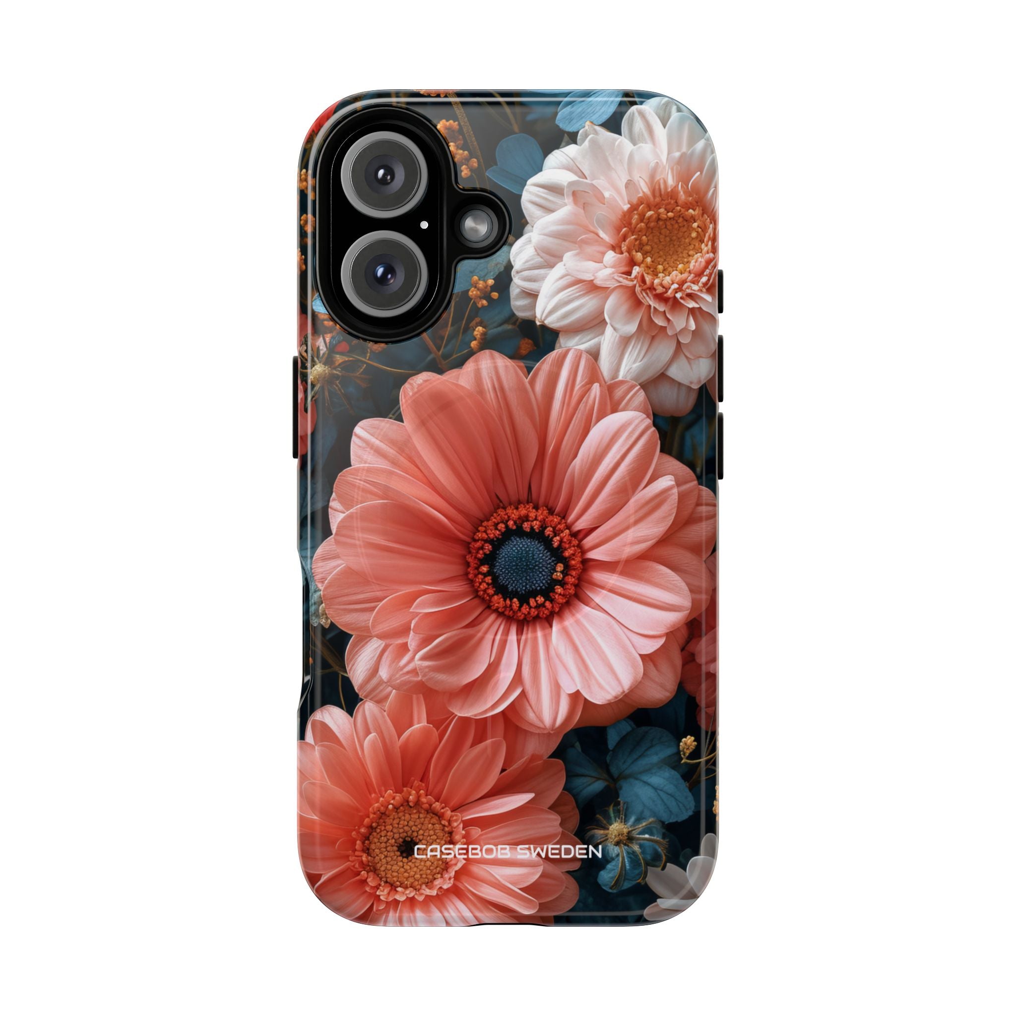 Coral Teal Blooms - Tough + MagSafe® iPhone 16 Phone Case