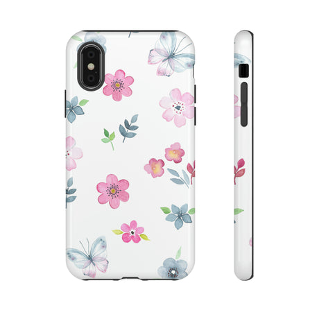 Vintage flowers and butterflies iPhone case (Protective) - Protective Phone Case