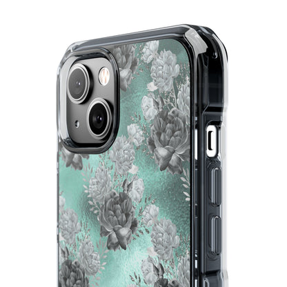 Teal Floral Elegance iPhone Case - Impact