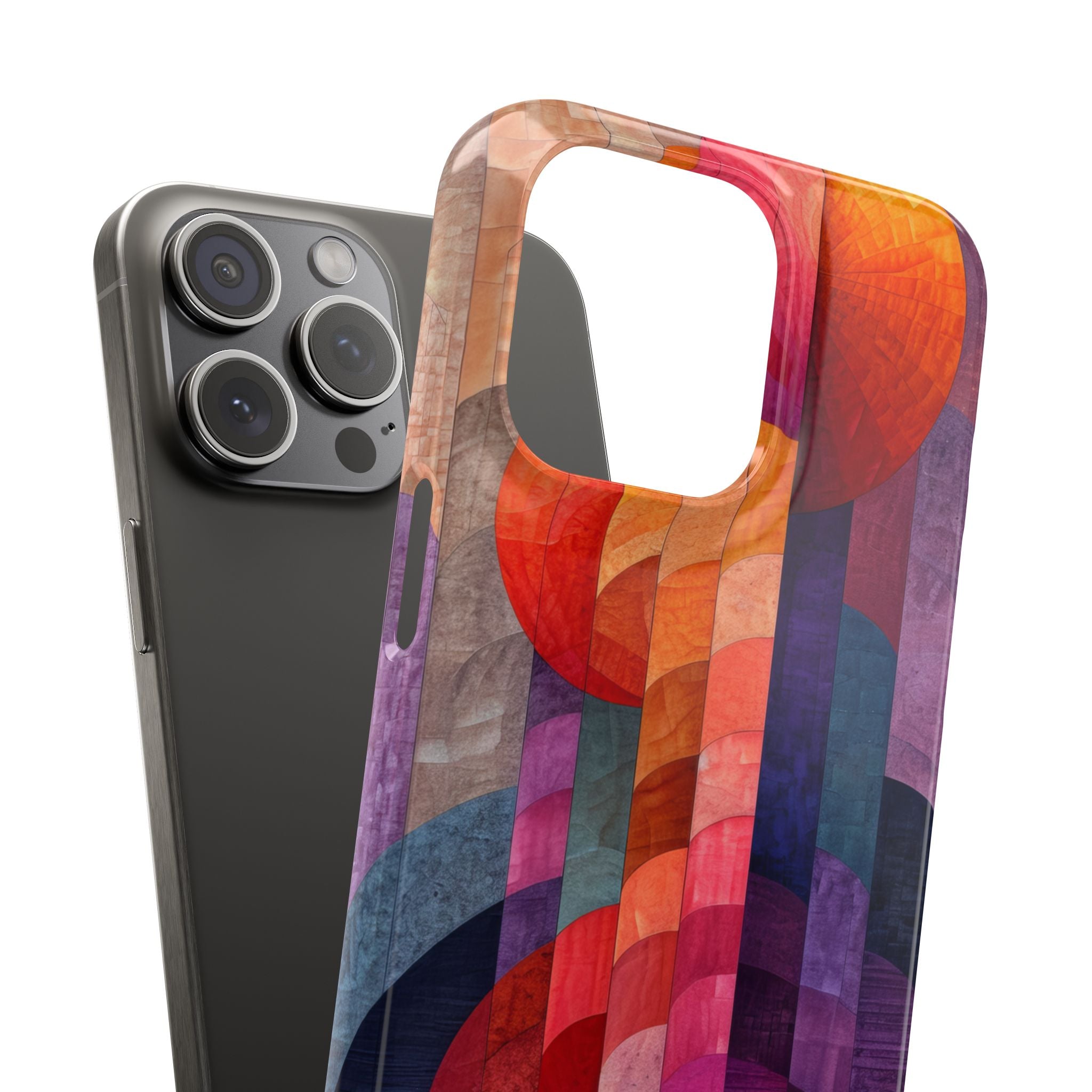 Purple Orange Abstract - Slim iPhone 15 Phone Case