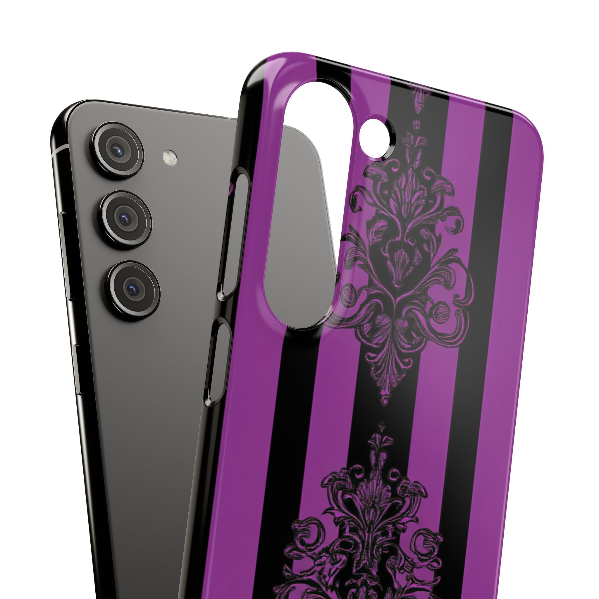 Gothic Elegance with Vertical Stripes and Ornamental Motifs Samsung S23 - Slim Phone Case