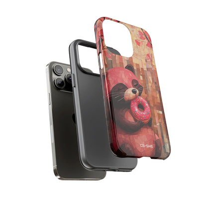 Raccoon Holds Donut - iPhone Case