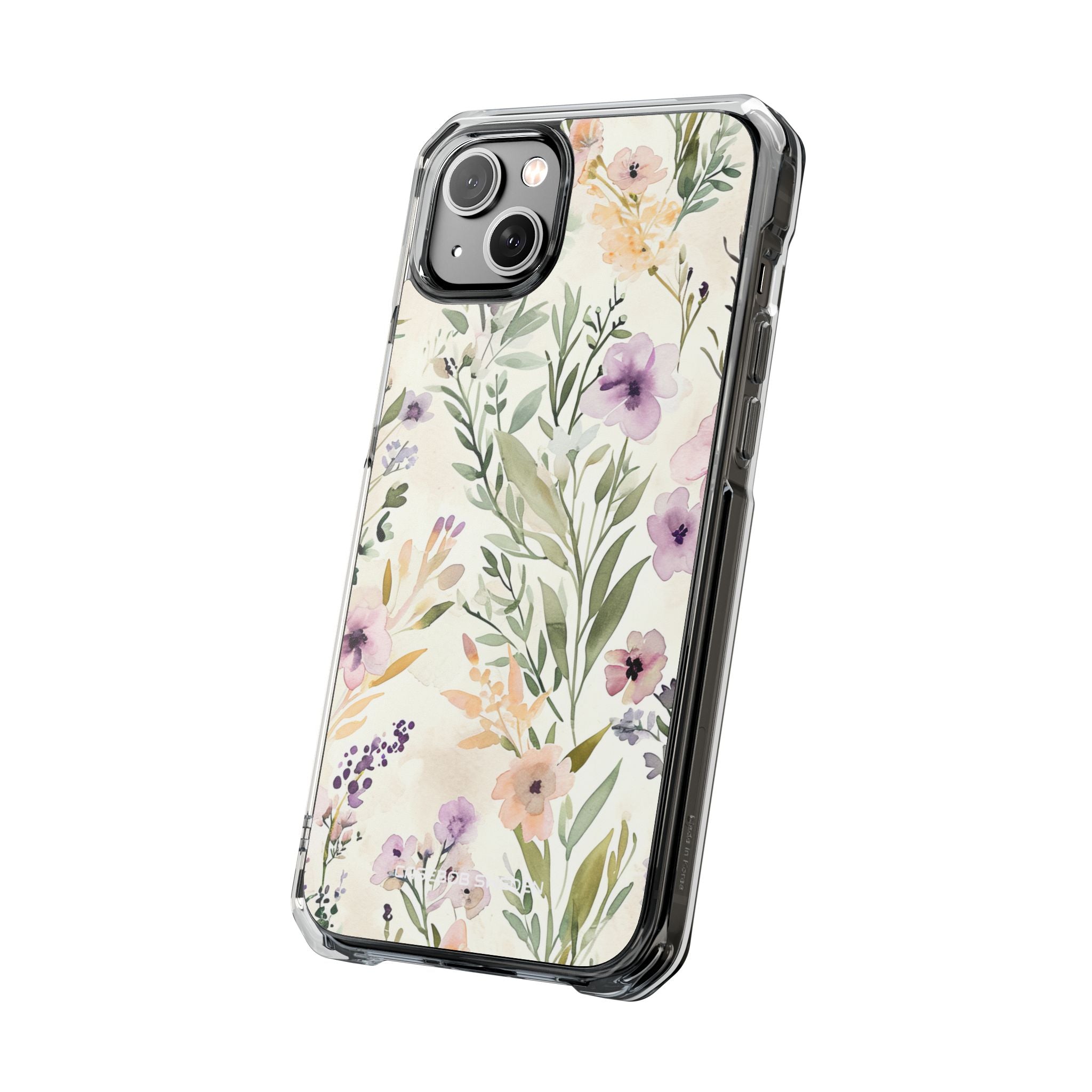 Soft Green Lavender Floral Pattern - Clear Impact iPhone 14 Phone Case