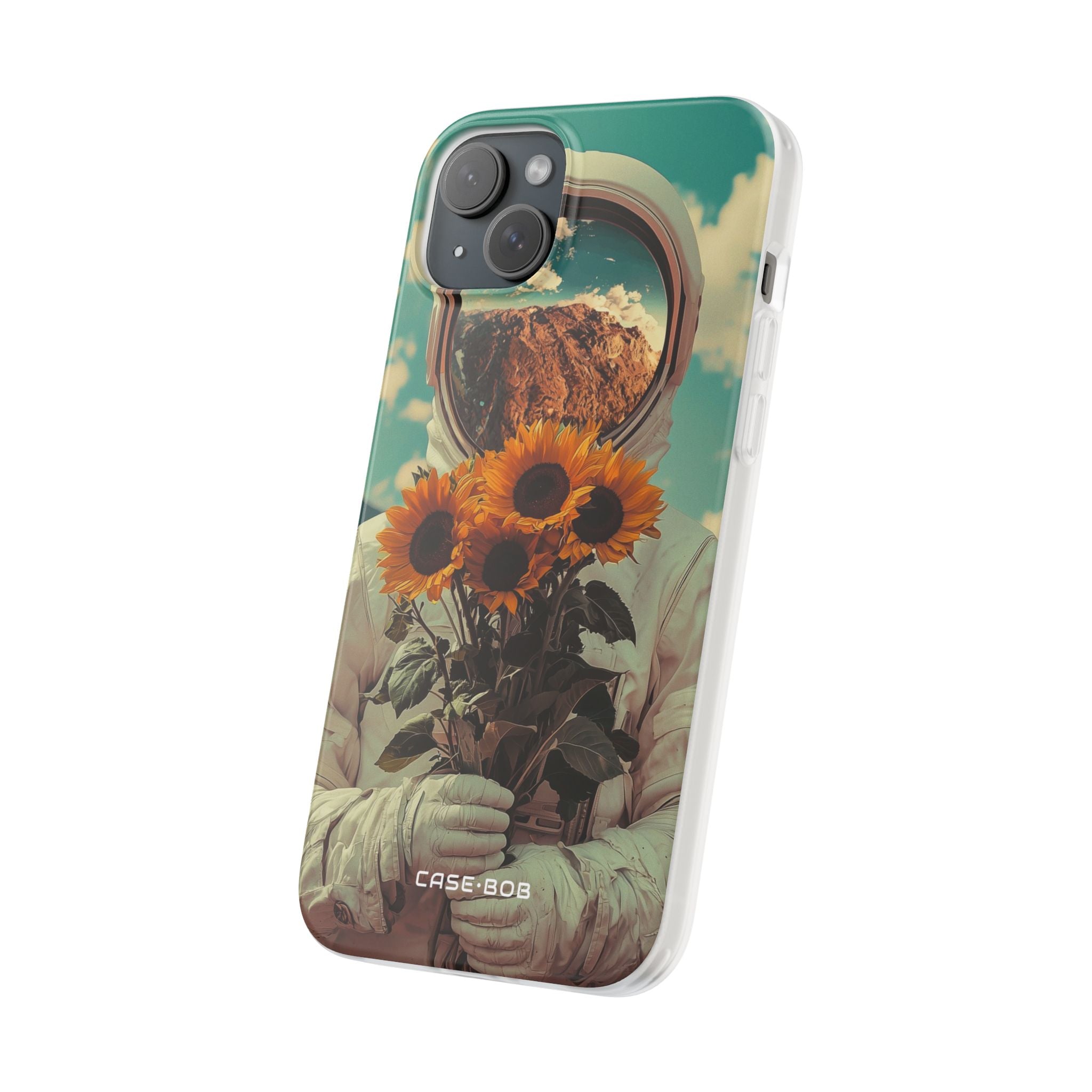 Sunflower Astronaut iPhone 15 Plus Case - Soft