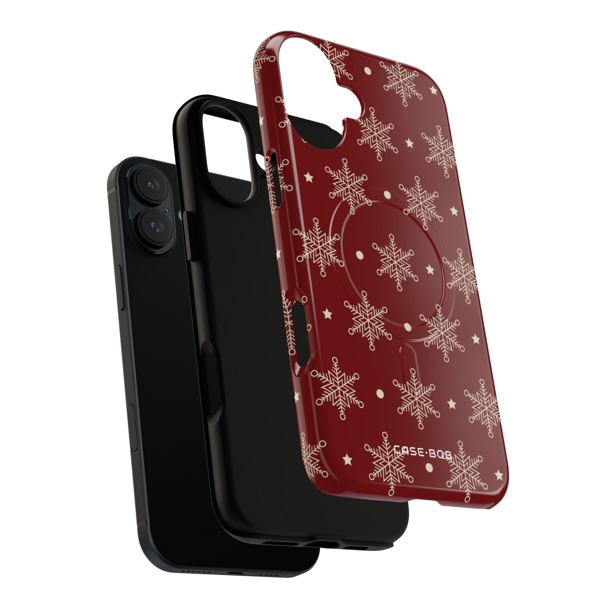 Cream Snowflake Crimson iPhone 16 Plus Case - Tough+