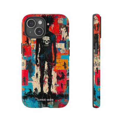Spiky Skull Silhouette iPhone 15 Case - Tough