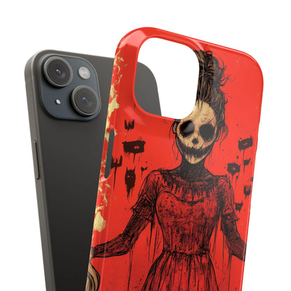 Haunting Scarlet Descent iPhone 15 - Slim Phone Case