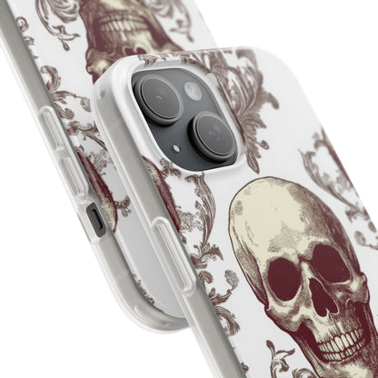 Gothic Skulls and Ornate Foliage iPhone 15 - Flexi Phone Case