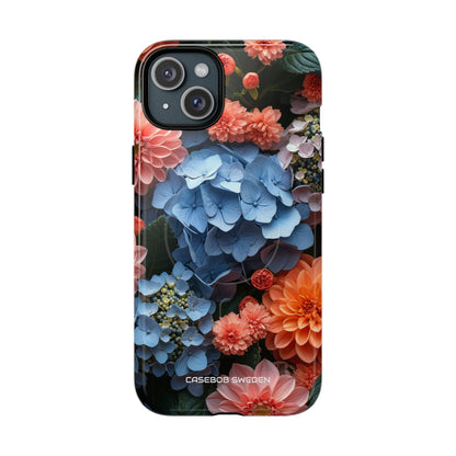 Blue Floral Bliss - Tough + MagSafe® iPhone 15 Phone Case