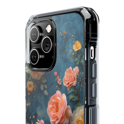 Blue Floral Elegance - Clear Impact iPhone 14 Phone Case