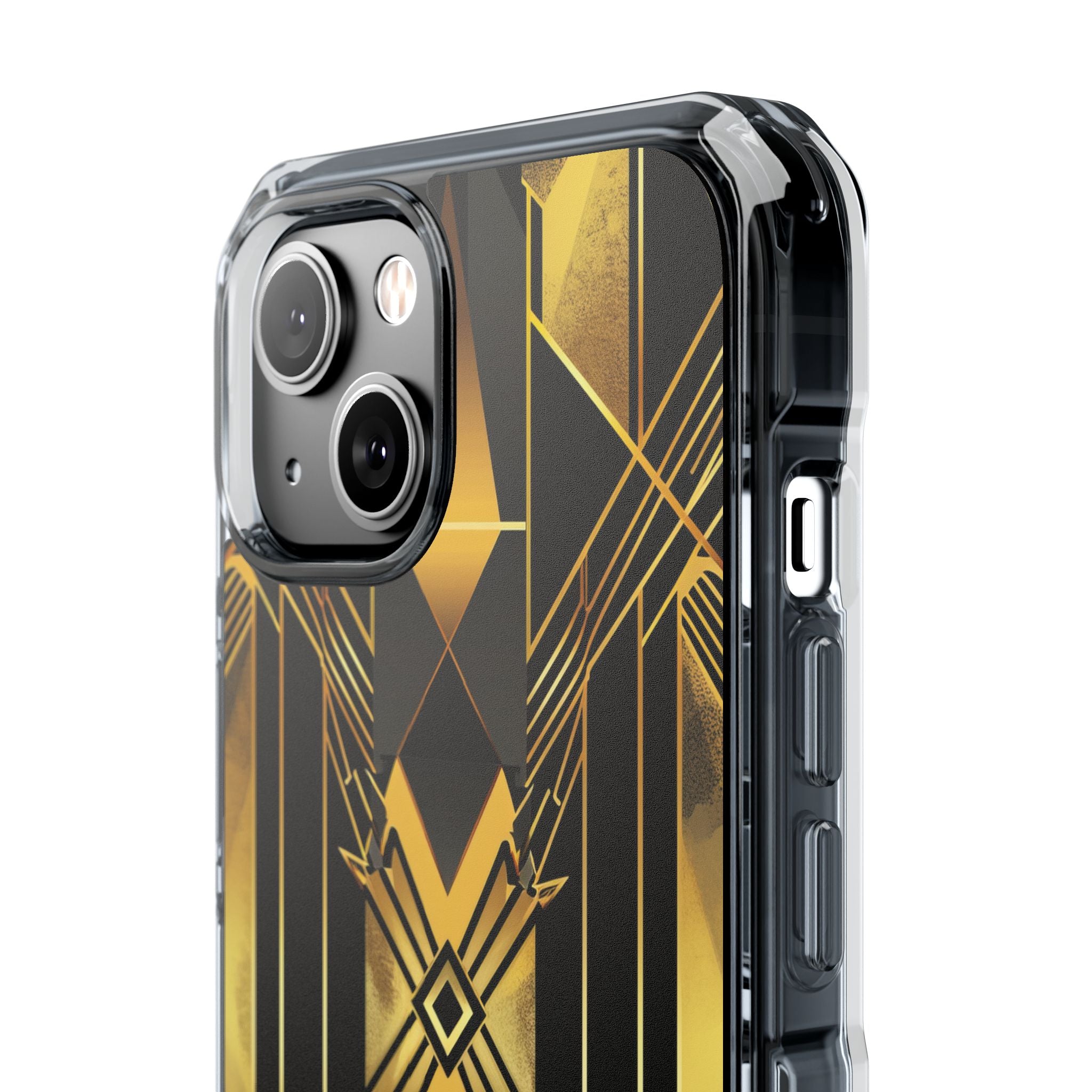 Golden Geometric Elegance iPhone 14 - Clear Impact Phone Case