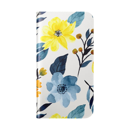Yellow Blue Blossoms - iPhone 16 Max Case - Wallet