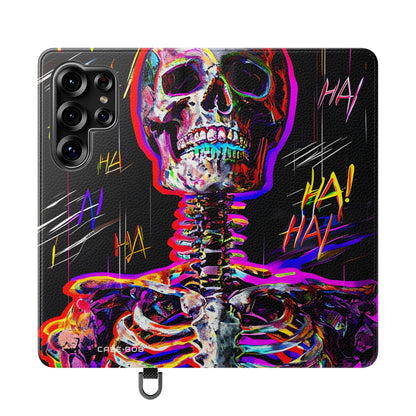 Neon Skeleton Laughter - Samsung S25 Ultra Case - Wallet