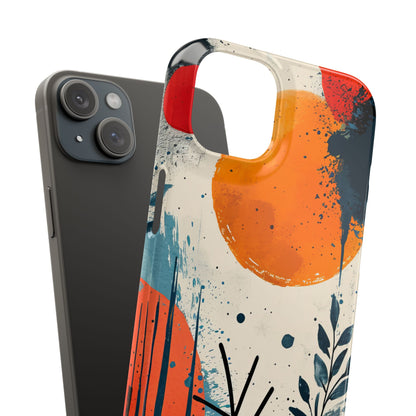 Orange Blue Splash - Slim iPhone 15 Phone Case