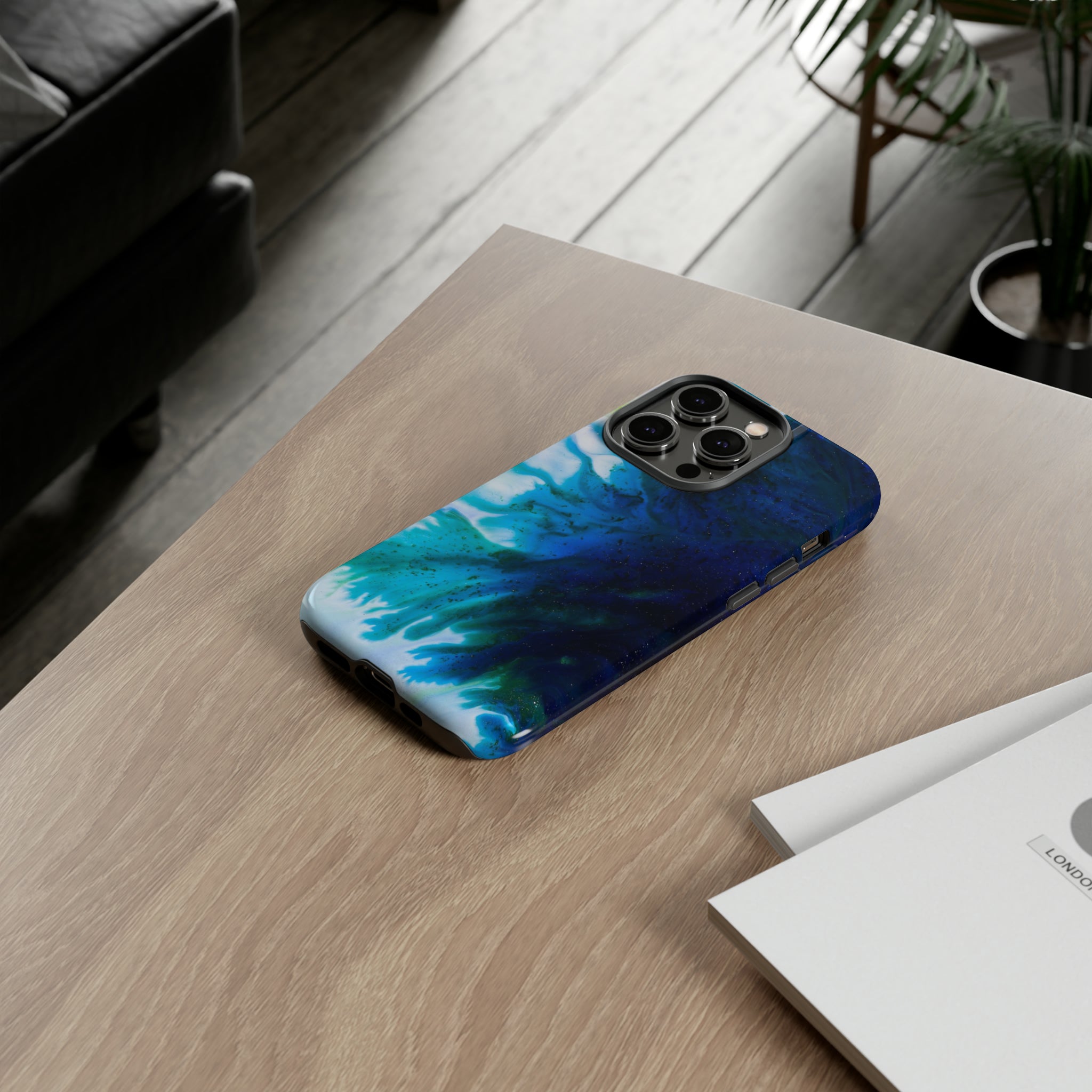 Blue Liquid Ink Art - Protective Phone Case