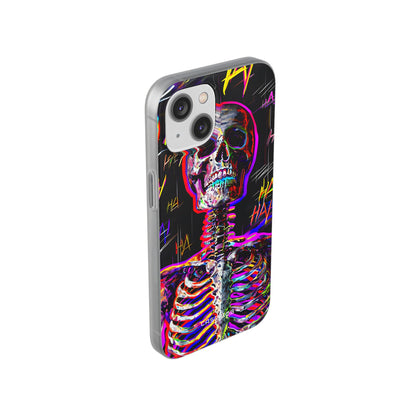 Neon Skeleton Laugh iPhone 14 Case - Soft